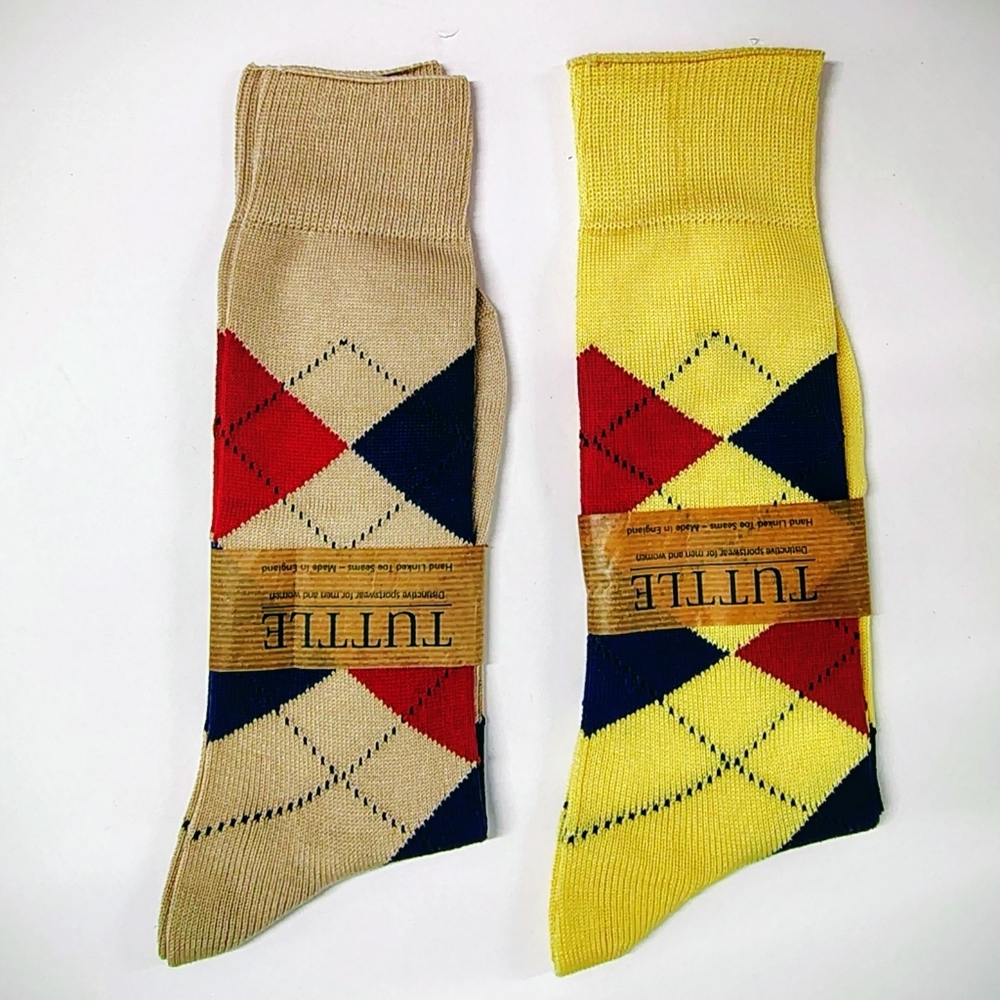 Tuttle Pair Of Luxury Argyle Hand-linked Socks Women's L